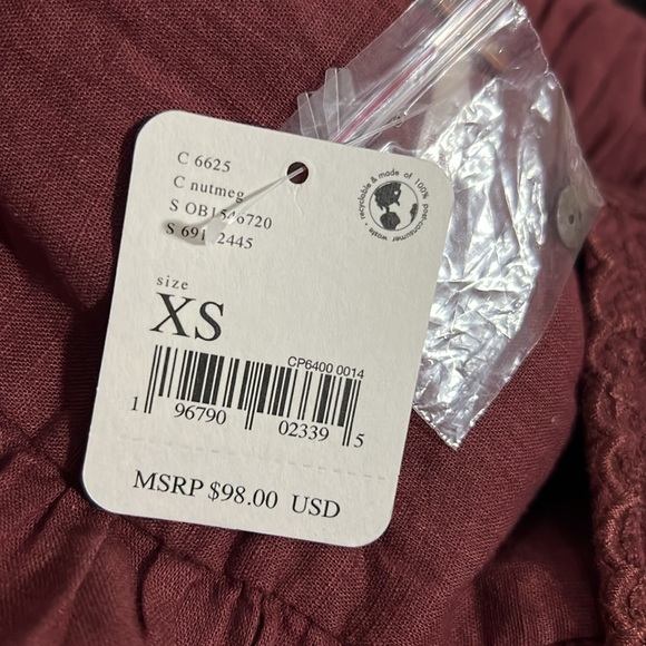 0016 NWT Laurie Embroidered Blouse burgundy sz XS - Picture 2 of 5